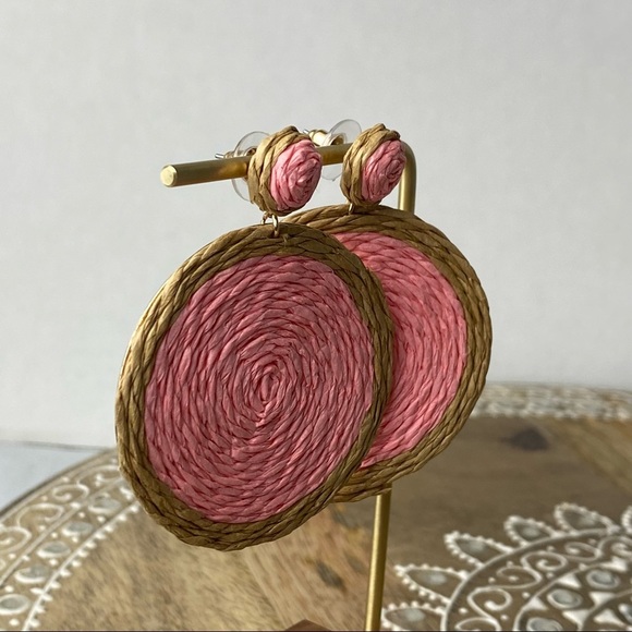 Two Tone Round Drop Earrings - Picture 2 of 4